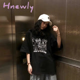 Hnewly Harajuku Basic T Shirt Women Summer Graphic Shirts Oversized Solid Tees Casual Loose Tshirt