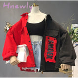 Hnewly Harajuku Oversize Patchwork Jacket Women Spring Autumn New Arrival Outwear Coat Hip Hop