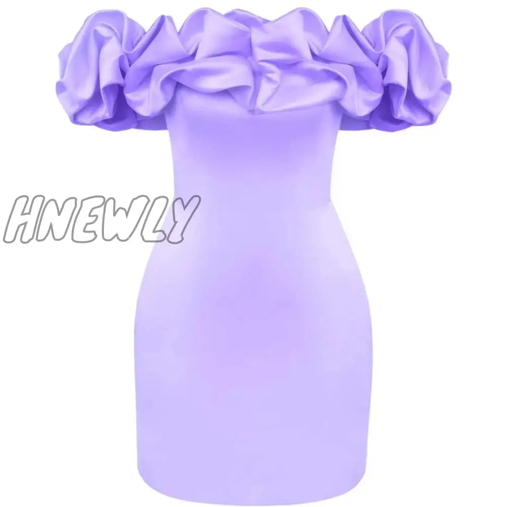 Hnewly High Quality Summer Bodycon Party Dress Women White Ruffle Elegant Off The Shoulder Mini