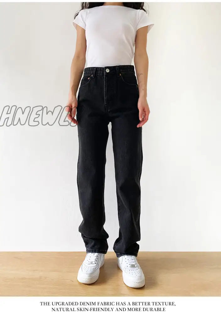 Hnewly High Waist Baggy Jeans Women Casual Straight Leg Loose Pants Mom Jean Fashion Comfy Wash