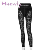 Hnewly High Waist Mesh See-Through Bodycon Pencil Pants Women Leggings Casual Streetwear Y2K Skinny