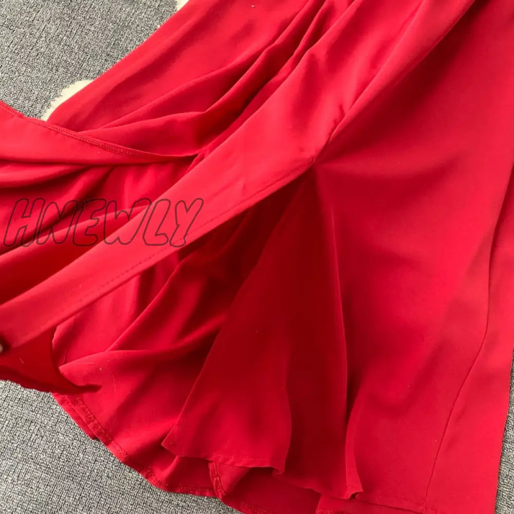 Hnewly High Waist Slash Neck Women Long Dress Elegant Big Swing A - Line Vestidos Verano Vintage