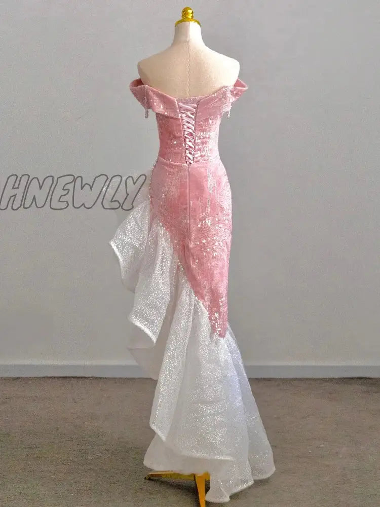 Hnewly Host Evening Dress Luxury Party Sexy Skirt Bare Chest And Sleeveless Bridal Toast Pink