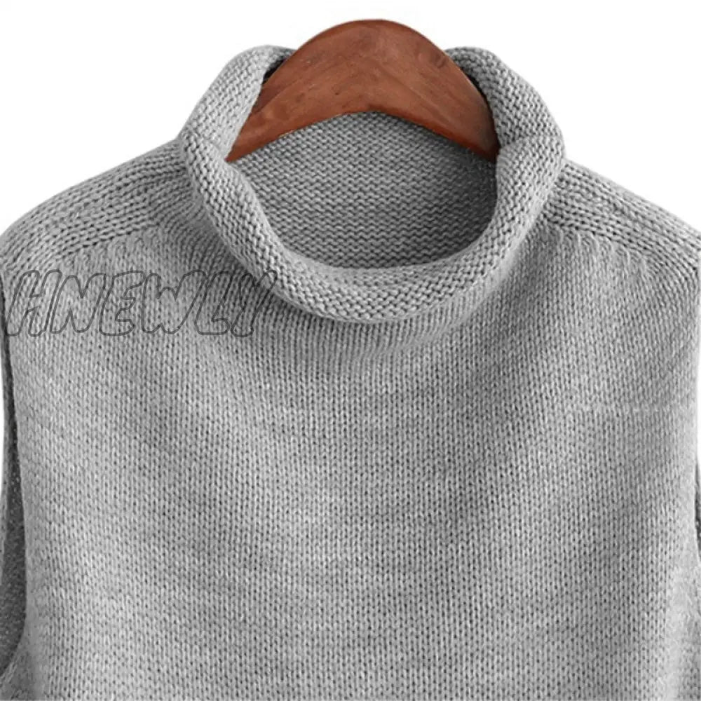 Hnewly Hot High Collar Sleeveless Loose Ladies Vest Knit Fashion Sweater Wholesale Brand Pullover