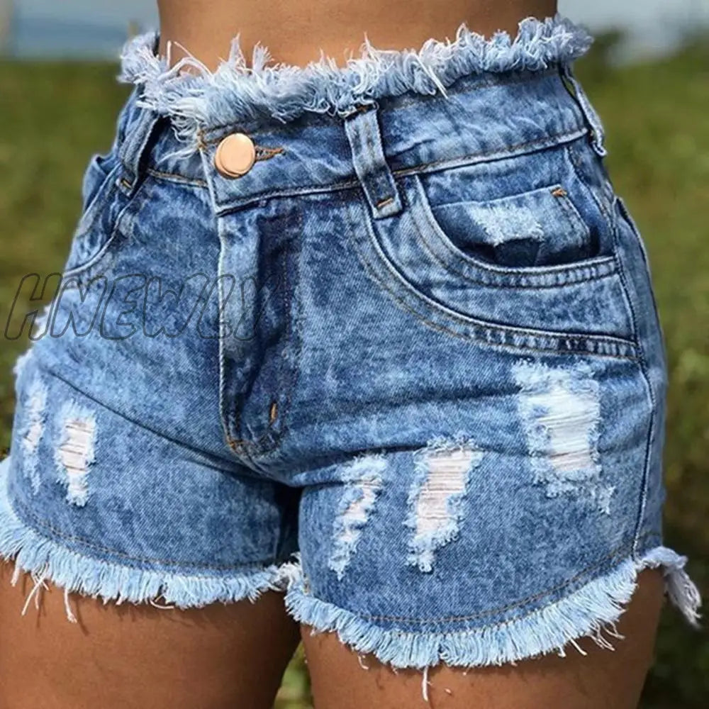 Hnewly Hot Sale Women’s Summer Denim Shorts Fashion Tassel Jeans Sexy Skinny High Waist Plus Size