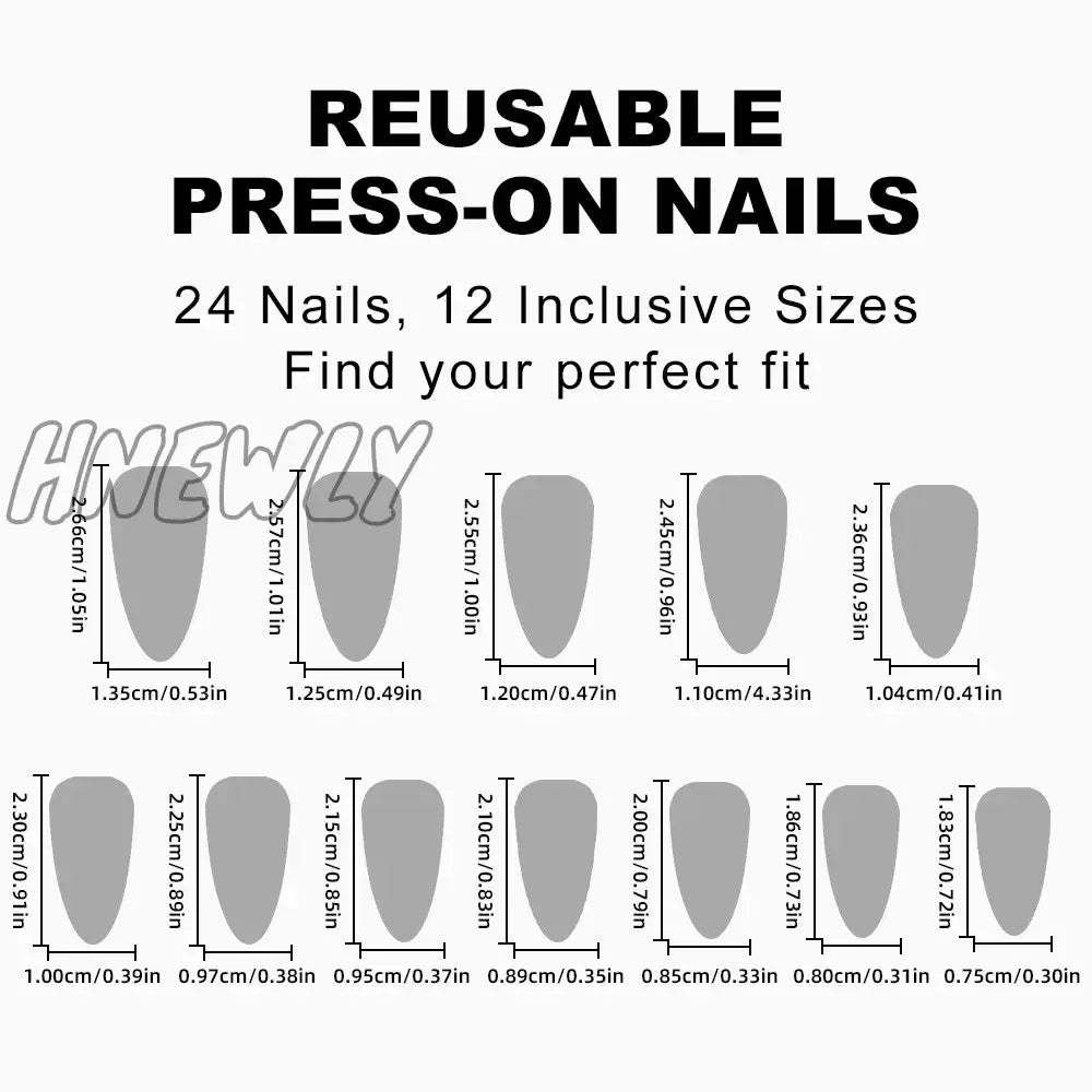Hnewly Ins Y2K Fake Nails Almond Head Black Pentacle Star False Nail Patch Girl Women Wearable Full