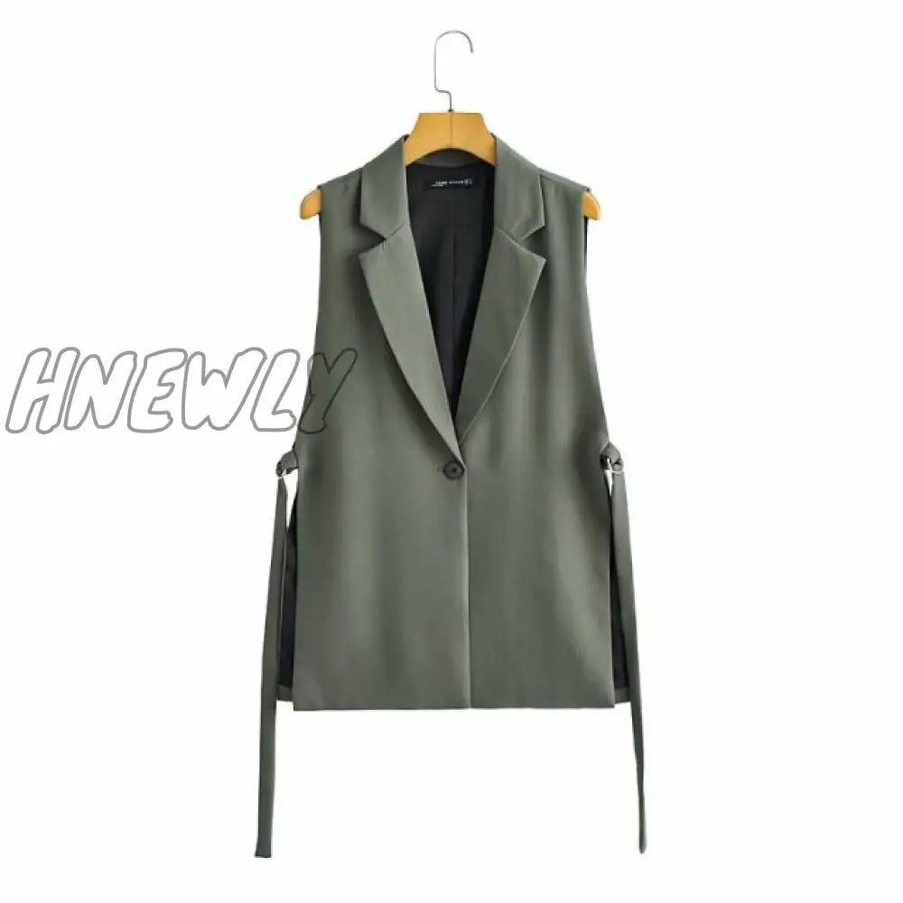 Hnewly Jacket Women Blazer Gilet Sleeveless Vest Fashion Casual Streetwear Za Woman Waistcoat Tops