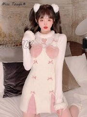 Hnewly Japanese Kawaii Lolita Strap Dress Women Korean Elegant Sexy Party Mini Female Bow Casual