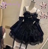 Hnewly Japanese Victorian Gothic Lolita Dress Vintage Girl Sweet Lace Rose Elegant Princess Holiday