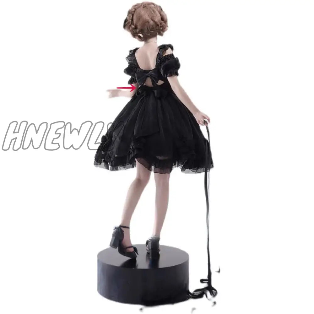 Hnewly Japanese Victorian Vintage Lolita Dress Women Cute Bow Sexy Backless Evening Party Dresses