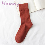 Hnewly Jeseca Autumn Winter Fashion Cotton Knitted Women Socks Solid Japan Style Cute Long For