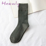 Hnewly Jeseca Autumn Winter Fashion Cotton Knitted Women Socks Solid Japan Style Cute Long For