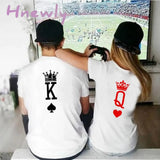 Hnewly King Queen Crown Print Couple Outfit Matching Short Sleeve T - Shirt Valentine’s Day Gift