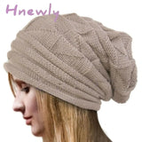 Hnewly Knitted Baggy Beanie Oversized Winter Hat Ski Slouchy Cap Skullies Beanies Women Men Wool