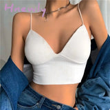 Hnewly Knitted Binder Chest Woman Tank Tops Spaghetti Strap Corset Crop Camis With Built In Bras