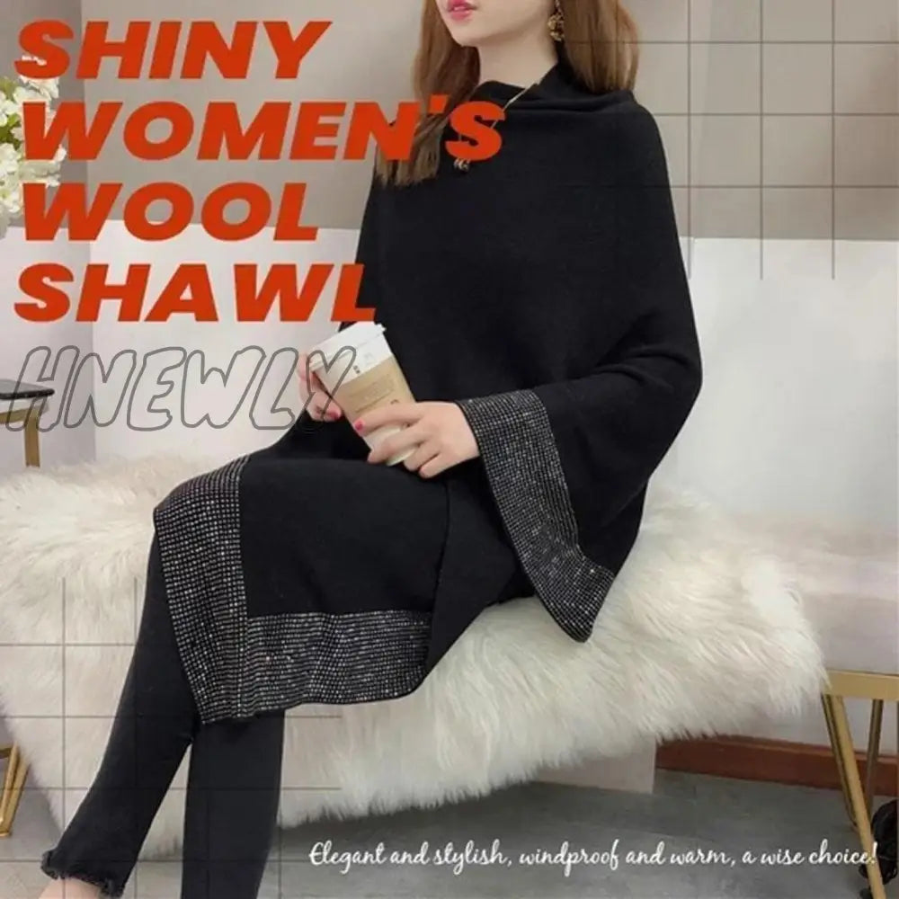 Hnewly Knitted Capes & Ponchos Women Bat Sleeve Cape Shawl Mujer Loose Shirt Oversized Coat Spring