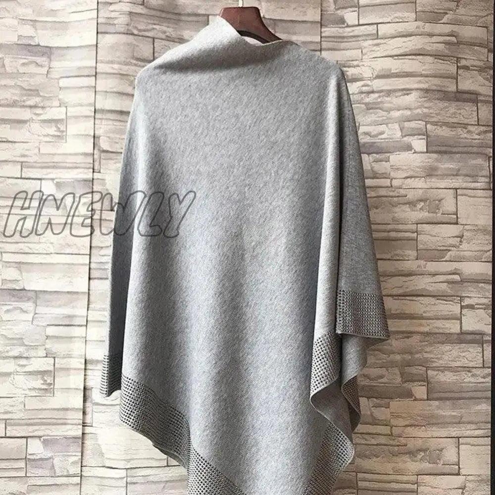 Hnewly Knitted Capes & Ponchos Women Bat Sleeve Cape Shawl Mujer Loose Shirt Oversized Coat Spring