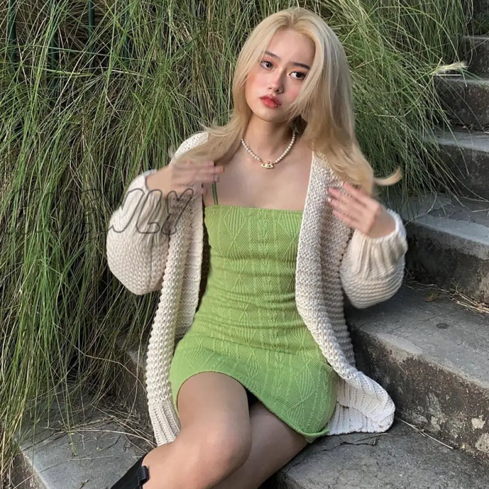 Hnewly Knitted Mini Dress Women Bodycon Party Short Dresses Ladies Sexy Spaghetti Strap Cami