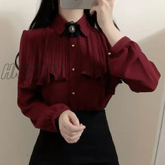 Hnewly Korea Chic Tops Blusas Japan Style Elegant Hot Cute Preppy Girls Work Button White Shirts