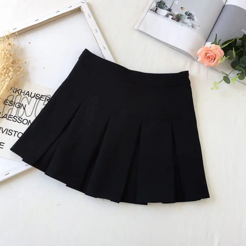 Hnewly Korean Fashion Gray Pleated Skirt Women Vintage Cute High Waist Sexy Mini Skirts Kawaii