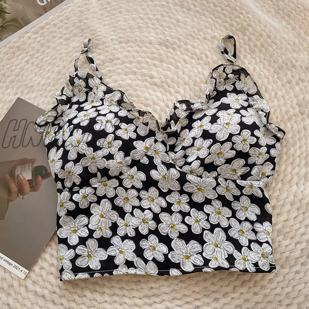 Hnewly Korean Fashion Sexy Camsoles Spaghetti Strap Tank Top Woman Sweet Crop Tops Women Off