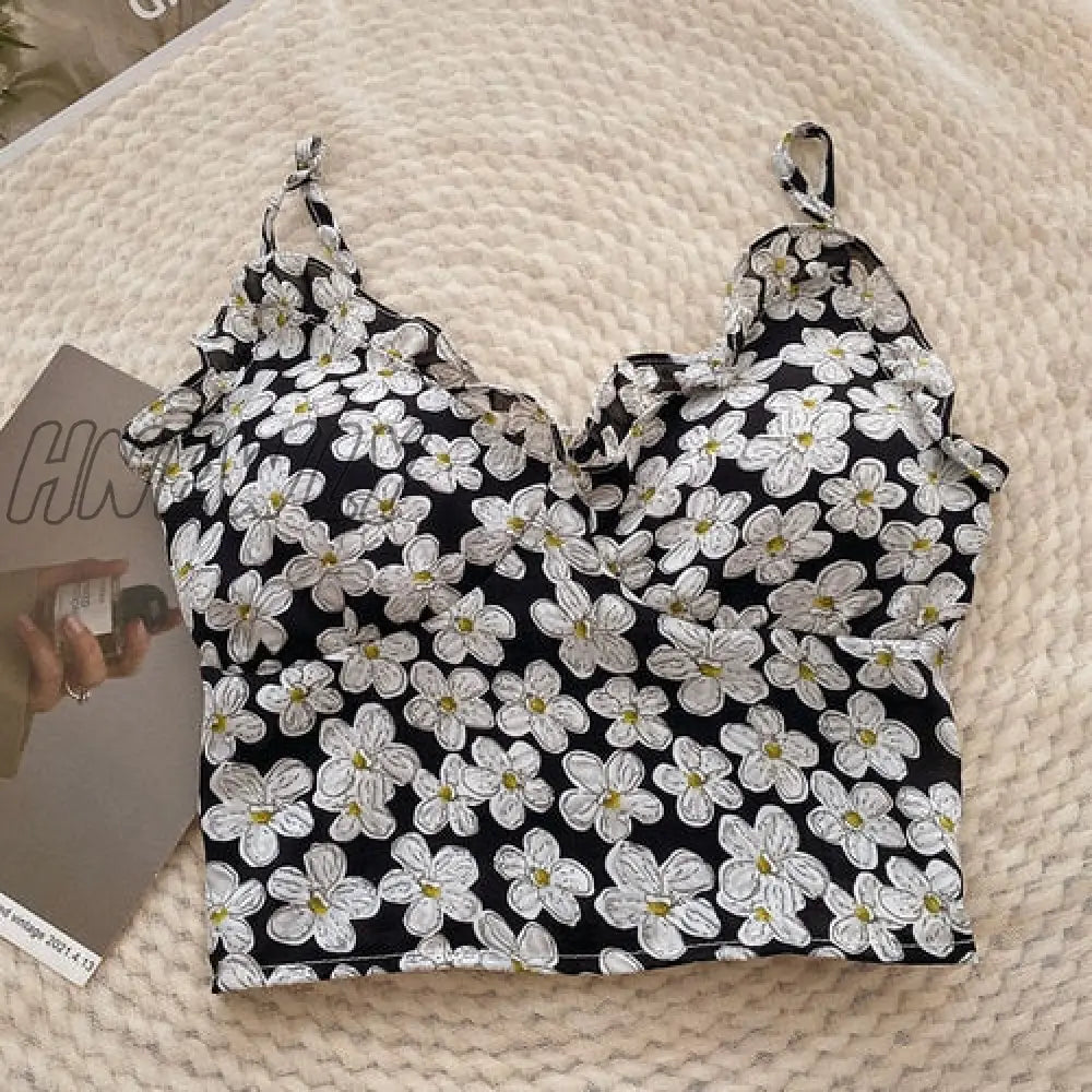 Hnewly Korean Fashion Sexy Camsoles Spaghetti Strap Tank Top Woman Sweet Crop Tops Women Off