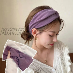 Hnewly Korean Style Wide Cross Headbands For Woman Solid Hairband Elastic Sports Yoga Headwear