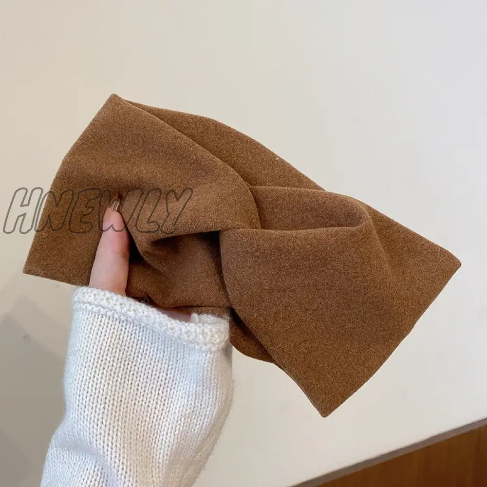 Hnewly Korean Style Wide Cross Headbands For Woman Solid Hairband Elastic Sports Yoga Headwear