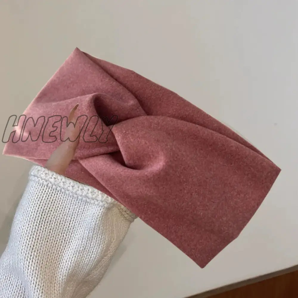 Hnewly Korean Style Wide Cross Headbands For Woman Solid Hairband Elastic Sports Yoga Headwear