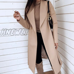 Hnewly Korean Women’s Overcoat Jacket Coats Autumn And Winter Long Xxxl Coat Women Sashes Slim