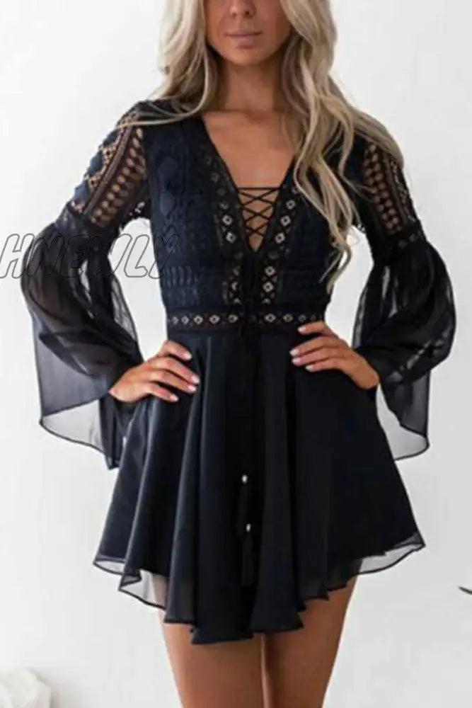 Hnewly - Lace Mini Dress (2 Colors) Dresses