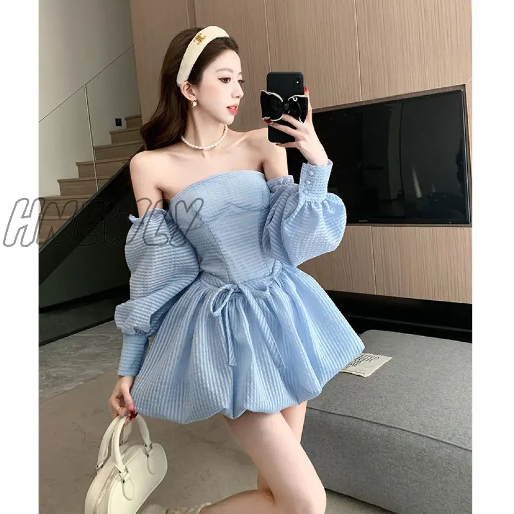 Hnewly Ladies Ribbon Mini Dress Lace Up Strap Pure Color Streetwear Party Club Elegant Y2K Size
