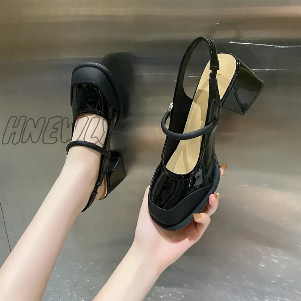 Hnewly Ladies Shoes On Sale 2024 Fashion Elastic Band Women’s Pumps Autumn Round Toe Solid Mary