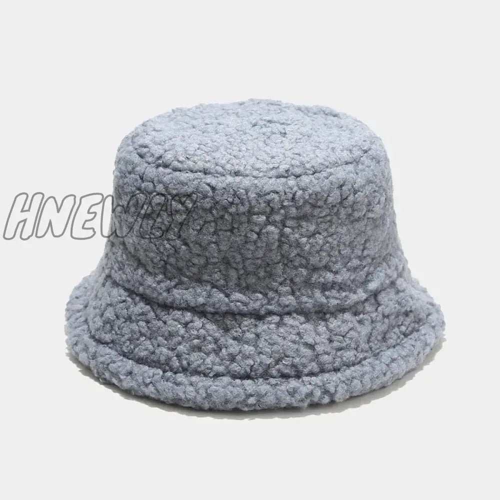 Hnewly Lamb Faux Fur Bucket Hat Winter Warm Teddy Velvet Hats Caps For Women Lady Outdoor Panama