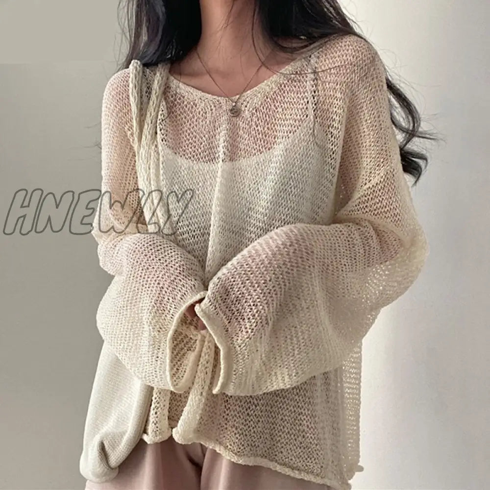 Hnewly Lazy Style Full Sleeves Jumpers Tops Hollow Out Sexy Women Fashion Casual Streetwear Chic