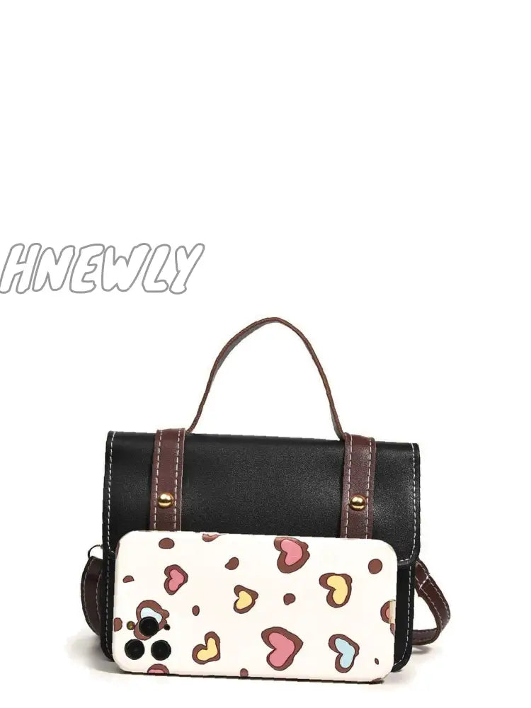 Hnewly - Letter Patch Flap Satchel Bag Women Satchels Women-Satchels