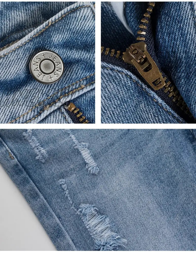 Hnewly Light Blue Sexy Skinny Women Jeans Stretch Butt Lift Ripped Hole Denim Pants Lady Clothes