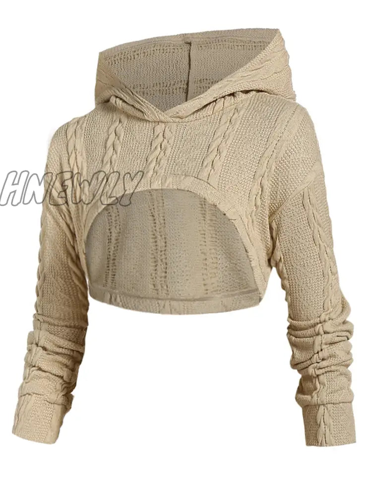 Hnewly Light Yellow Autumn Winter Fashion Long Sleeve Cable Knit Arm Mini Sweater A Line Dress For