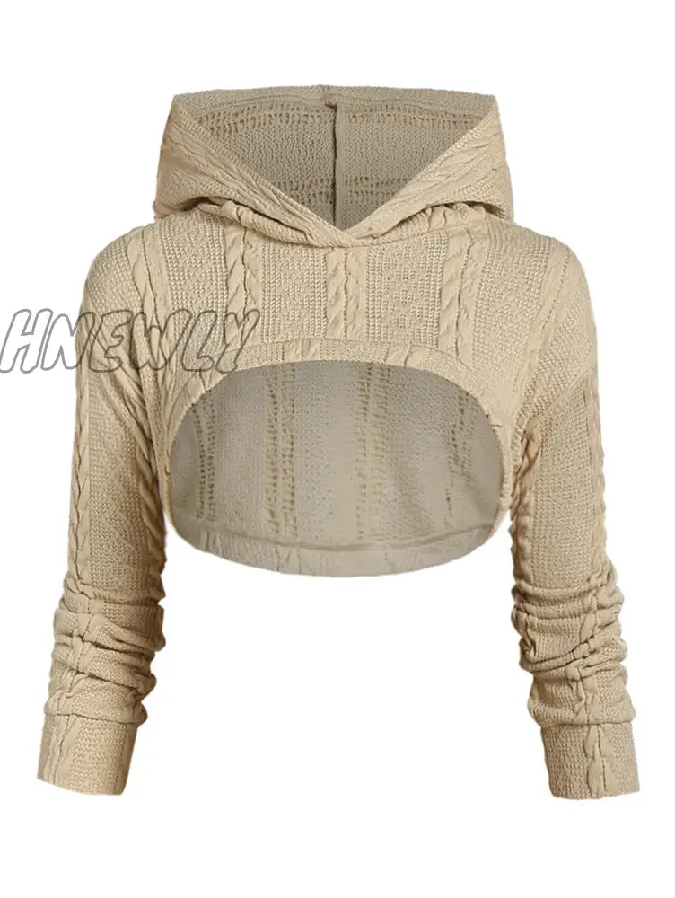 Hnewly Light Yellow Autumn Winter Fashion Long Sleeve Cable Knit Arm Mini Sweater A Line Dress For