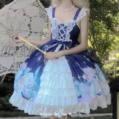 Hnewly Lolita Style Jsk Dress Women Japan Dream Cosplay Lace Elegant Party Straps Girly Retro