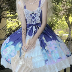 Hnewly Lolita Style Jsk Dress Women Japan Dream Cosplay Lace Elegant Party Straps Girly Retro