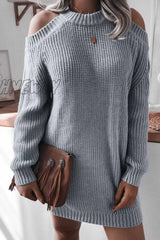 Hnewly - Loose Off-Shoulder Long Sleeves Tops M / Gray