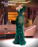 Hnewly Luxury Evening Dresses Fashion Design Side Split Ruffles Tulle Mermaid Prom Dress Glitter Sequins Beads Custom Made Chic Formal