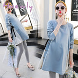Hnewly Maternity Dress For Pregnant Women Clothes Casual Patchwork Long - Sleeved Loose T - Shirt
