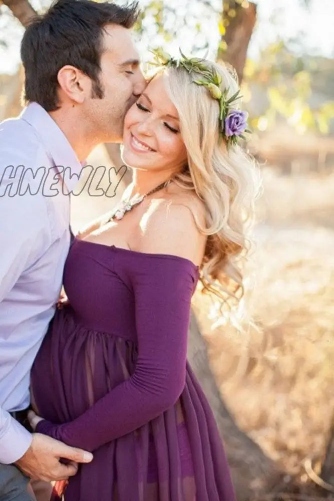 Hnewly Maternity Dresses For Photo Shoots Chiffon Pregnancy Dress Photography Props Maxi Gown