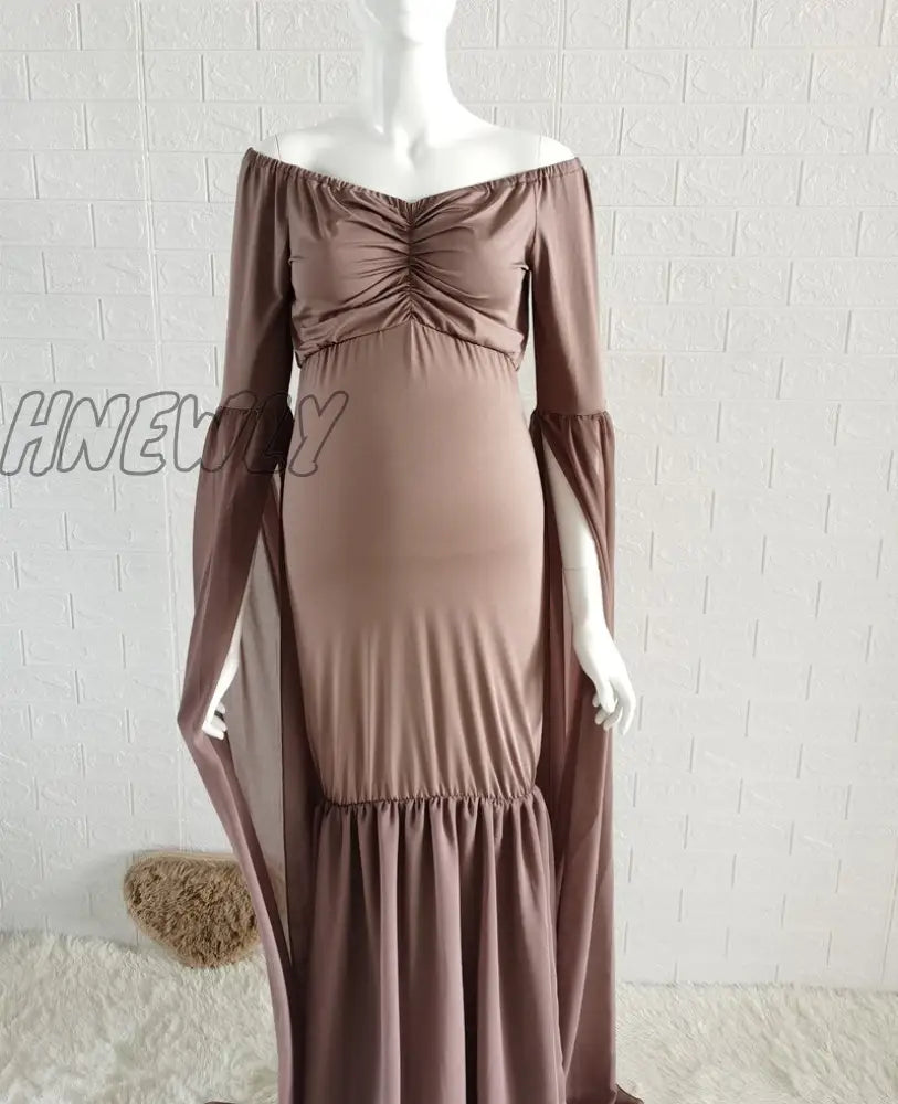 Hnewly Maternity Photo Shoot Long Dresses Baby Shower Stretchy Pregnant Woman Photography Props
