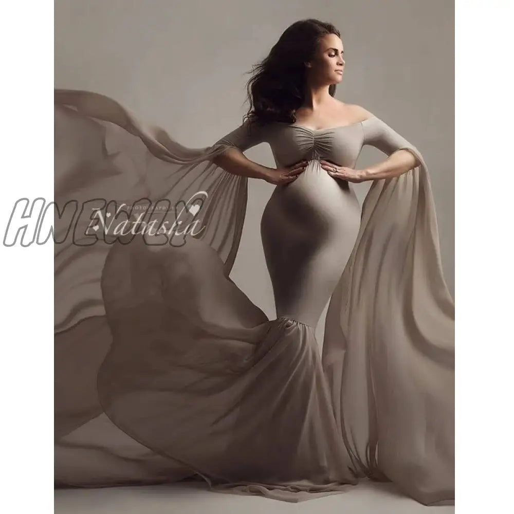 Hnewly Maternity Photo Shoot Long Dresses Baby Shower Stretchy Pregnant Woman Photography Props