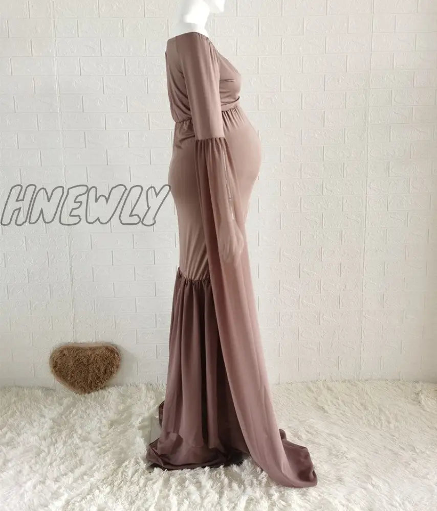 Hnewly Maternity Photo Shoot Long Dresses Baby Shower Stretchy Pregnant Woman Photography Props