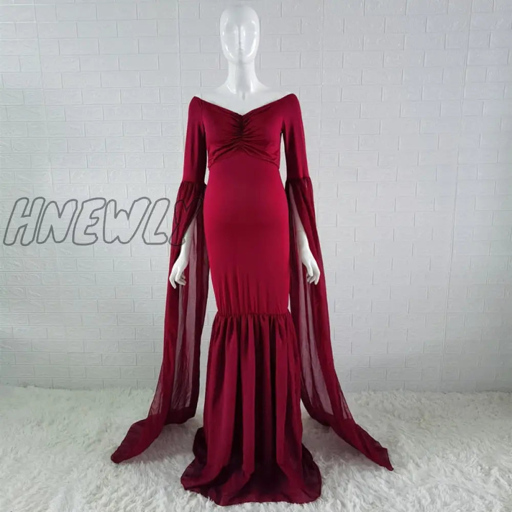 Hnewly Maternity Photo Shoot Long Dresses Baby Shower Stretchy Pregnant Woman Photography Props