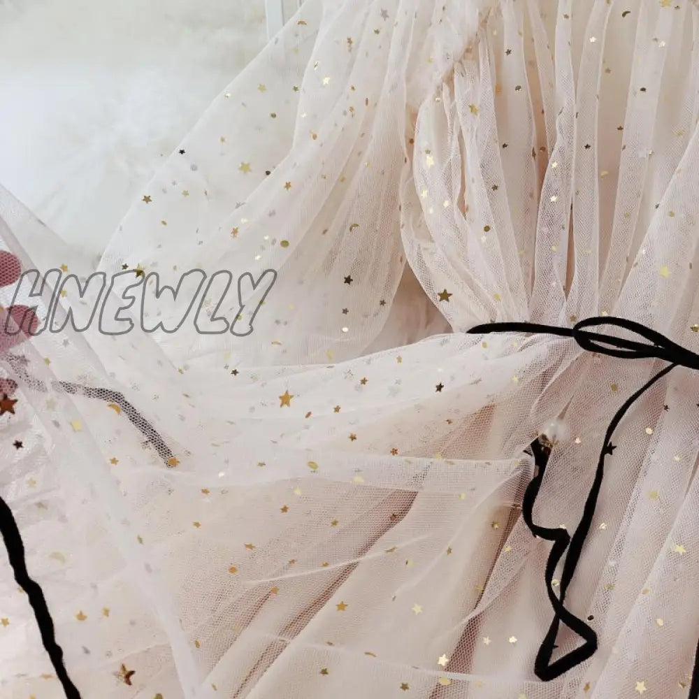 Hnewly Mesh Dresses Women Patchwork Sequined Holiday O-Neck Spring Korean Style Elegant Vestido